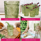 Vintage Sage Green Textured Drinking Glass Set of 6