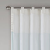 Color Block Stripes Polyoni Pintuck Curtain Panel, Aqua