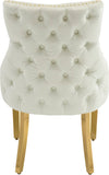 Tuft Luxurious White Faux Leather Dining Chair Set of 2 - Gold Stainless Steel Legs & Tufting