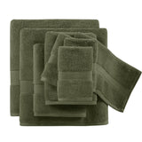 8-Piece 800gsm Cotton Absorbent Towel Set, Olive Green