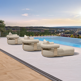 PURPLE LEAF Outdoor Chaise Lounge Modern Luxury Aluminum Lounger Daybed with Olefin Lumbar Pillow and Armrest for Patio Poolside Beach Sunbathing Deck
