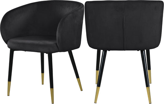 Louise Contemporary Dining Chair - Luxurious Upholstered Seat with Stylish Metal Legs and Gold Tips