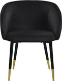 Louise Contemporary Dining Chair - Luxurious Upholstered Seat with Stylish Metal Legs and Gold Tips