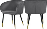 Louise Contemporary Dining Chair - Luxurious Upholstered Seat with Stylish Metal Legs and Gold Tips