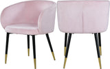 Louise Contemporary Dining Chair - Luxurious Upholstered Seat with Stylish Metal Legs and Gold Tips