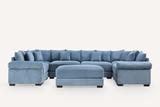 DESEO 138" Sectional Sofa with Ottoman