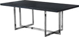 Elle Chrome Dining Table - Modern Black Charcoal MDF Top, Stylish 2" Thick Design for Dining Elegance