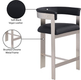 Romeo Counter Stool Set of 2 – Chic Vegan Leather Seating with Brushed Chrome Frame for Dining Elegance