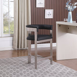 Romeo Counter Stool Set of 2 – Chic Vegan Leather Seating with Brushed Chrome Frame for Dining Elegance