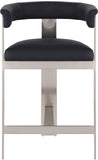 Romeo Counter Stool Set of 2 – Chic Vegan Leather Seating with Brushed Chrome Frame for Dining Elegance