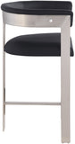 Romeo Counter Stool Set of 2 – Chic Vegan Leather Seating with Brushed Chrome Frame for Dining Elegance