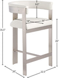 Romeo Counter Stool Set of 2 – Chic Vegan Leather Seating with Brushed Chrome Frame for Dining Elegance