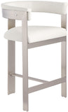 Romeo Counter Stool Set of 2 – Chic Vegan Leather Seating with Brushed Chrome Frame for Dining Elegance