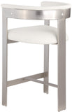 Romeo Counter Stool Set of 2 – Chic Vegan Leather Seating with Brushed Chrome Frame for Dining Elegance