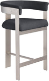 Romeo Counter Stool Set of 2 - Chic Contemporary Design with Brushed Chrome Frame for Dining Elegance