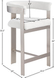 Romeo Counter Stool Set of 2 - Chic Contemporary Design with Brushed Chrome Frame for Dining Elegance