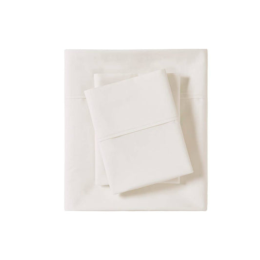 Brushed Cotton Percale Peach-Like Sheet Set, Ivory