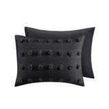 Clip Jacquard Pompom Duvet Cover Set, Black
