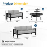 4-Piece Aluminum Patio Set with 43" Fire Pit, 2 Grills