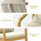 2-Piece Patio Dinnig Chairs, Outdoor Acacia Wood Chairs