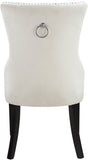 Nikki Plush Upholstered Contemporary Dining Chair Set - Stylish Chrome Nailheads and Espresso Legs