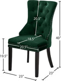 Nikki Plush Upholstered Contemporary Dining Chair Set - Stylish Chrome Nailheads and Espresso Legs