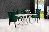 Nikki Plush Upholstered Contemporary Dining Chair Set - Stylish Chrome Nailheads and Espresso Legs