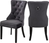 Nikki Plush Upholstered Contemporary Dining Chair Set - Stylish Chrome Nailheads and Espresso Legs