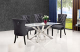 Nikki Plush Upholstered Contemporary Dining Chair Set - Stylish Chrome Nailheads and Espresso Legs
