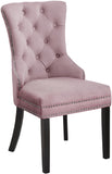 Nikki Plush Upholstered Contemporary Dining Chair Set - Stylish Chrome Nailheads and Espresso Legs