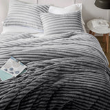 300GSM Fluffy Ribbed Plush Comforter Set,Grey Ombre