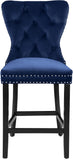 Nikki Luxurious Black Velvet Counter Stool Set of 2 - Tufted Design with Chrome Nailheads & Sturdy Legs