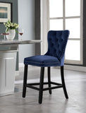 Nikki Luxurious Black Velvet Counter Stool Set of 2 - Tufted Design with Chrome Nailheads & Sturdy Legs