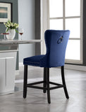 Nikki Luxurious Black Velvet Counter Stool Set of 2 - Tufted Design with Chrome Nailheads & Sturdy Legs