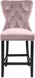 Nikki Luxurious Black Velvet Counter Stool Set of 2 - Tufted Design with Chrome Nailheads & Sturdy Legs