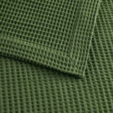 Soft Cotton Waffle Weave Blanket, Olive Green