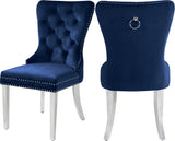 Carmen Contemporary Dining Chair Set - Luxurious Upholstery, Stylish Chrome Legs & Tufted Design