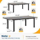 Aluminum 68"-91.5" Outdoor Dining Table