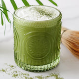 10 oz Green Retro Floral Ribbed Glasses Set of 6