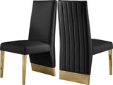 Porsha Contemporary Dining Chair Set of 2 - Luxurious Design with Gold Legs and Tufted Elegance