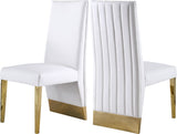 Porsha Contemporary Dining Chair Set of 2 - Luxurious Design with Gold Legs and Tufted Elegance