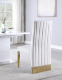 Porsha Contemporary Dining Chair Set of 2 - Luxurious Design with Gold Legs and Tufted Elegance