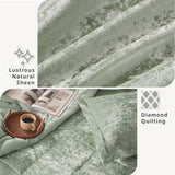 Velvet Quilted Diamond Comforter Set, Green