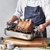 Demeyere Industry 5-Ply Stainless Steel 15.7 X 13.3-inch Roasting Pan