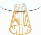 Gio Round Tempered Glass Dining Table with Polished Gold Base - Chic Contemporary Design, 48"
