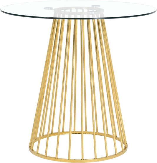 Gio Contemporary Counter Height Table - Chic Round Tempered Glass with Polished Gold Base, 40"