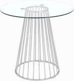 Gio Round Glass Counter Height Dining Table with Polished Chrome Base - Chic Modern Design for Gatherings