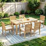Wholesale 6-Person Acacia Wood Outdoor Dining Set With Umbrella Hole