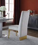 Porsha Luxe Velvet Dining Chairs - Elegant Channel Tufted Design with Stylish Gold Legs - Set of 2