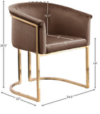 Tierra Brown Velvet Dining Chair – Elegant Barrel-Style Design with Brass Accents for Modern Spaces